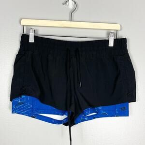 Zella Two in One athletic shorts women size M black and blue